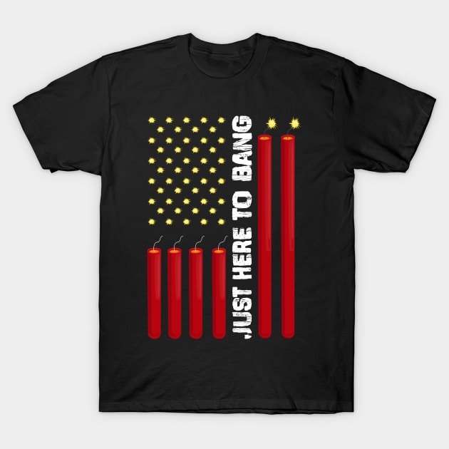 Funny Fourth of July 4th of July I'm Just Here To Bang T-Shirt T-Shirt by Pannolinno